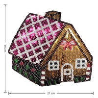 Patch brodé personnalisé en sequins en forme de maison de Noël en pain d'épices, thermocollant, pour la décoration de vêtements, vestes et sacs - Vente en gros