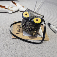 Nouvelle collection printemps : Sac bandoulière imprimé en PU motif chat et hibou de dessin animé, fermeture à rabat, petit format, tendance urbaine