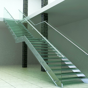 Paneles de cristal laminados esmerilados antideslizantes, escalones de acero inoxidable, cantidad de metal, mono stringer, escalera, precios - Product Image 2