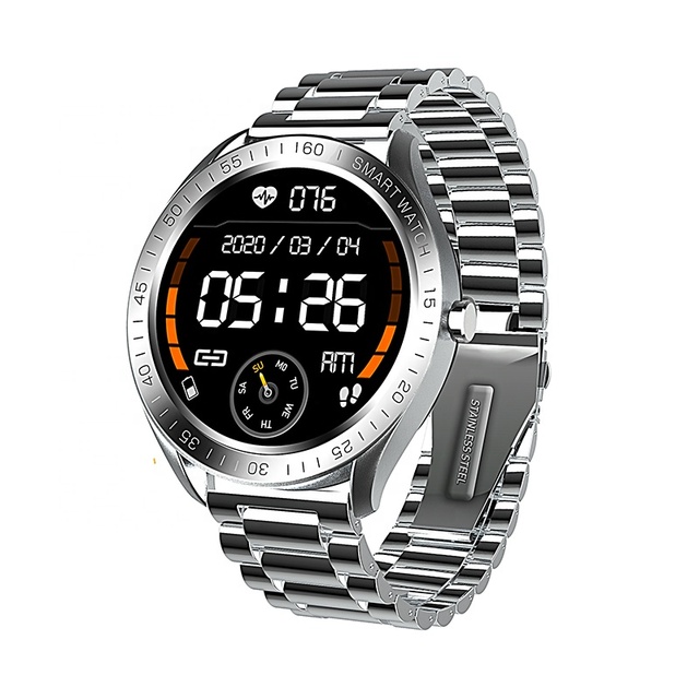 F13 Smart Watch Men 1.3 Inch Full Touch Round Screen Heart Rate Monitoring Weather Forecast Stainless Steel Wrist Smartwatch