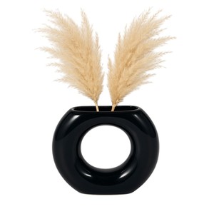 Vaso in ceramica a forma di ciambella, nero, decorazione moderna per soggiorno, camera da letto, ufficio, design d'interni per la casa - Product Image 2