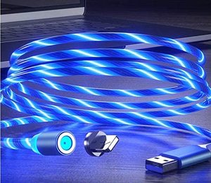 <span class=keywords><strong>Cable</strong></span> de datos de carga rápida para teléfono móvil, luz LED de flujo magnético 3 en 1, nuevo estilo - Product Image 2