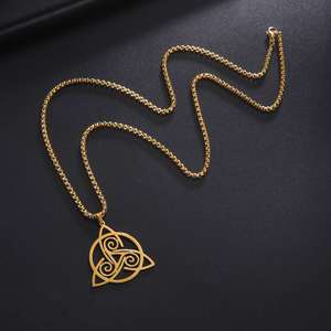 Collar de Mujer con Símbolo de Espiral Triple Myshape, Nudo de Bruja, Triángulo, Amuleto de <span class=keywords><strong>Buena</strong></span> <span class=keywords><strong>Suerte</strong></span> Celta, Joyería de Brujería de Acero Inoxidable - Product Image 4