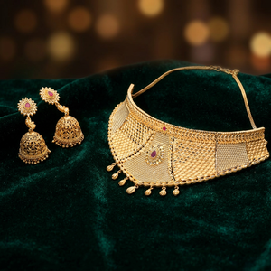 Juego de Collares Gargantilla de Latón con Relleno de Oro de 14K, 18K, 24K al por Mayor, Diseño Tradicional, Conjunto de Joyería de Moda - Product Image 4