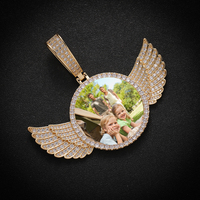 Collier personnalisé Hip Hop avec pendentif photo, en laiton et zircon de laboratoire, grandes ailes, bijoux tendance pour couples, chaîne corde, idéal pour les fêtes, plaqué or 18 carats