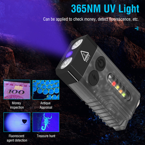 Mini lampe torche LED EDC rechargeable par USB-C à haut lumen, 14 modes, lumière rouge UV 365 nm, petite lampe torche puissante pour porte-clés - Product Image 3