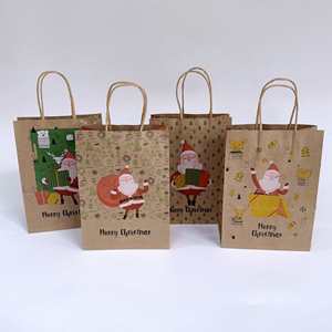 Bolsas de Regalo Navideñas de Papel Kraft Marrón Ecológicas con Asas, para Fiestas, Disponibles al por Mayor, Precio de Fábrica, Envío Rápido - Product Image 4