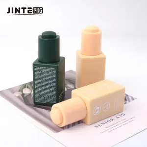 Flacon compte-gouttes carré en plastique PET PETG à paroi épaisse pour bouteilles d'huile capillaire de sérum de soin de la peau 30ml
