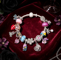 Gelang Batu Permata Fen Di Jewelry Desain Baru pink Hello Kitty Charm, Gelang Pink Zebra Pink & Biru