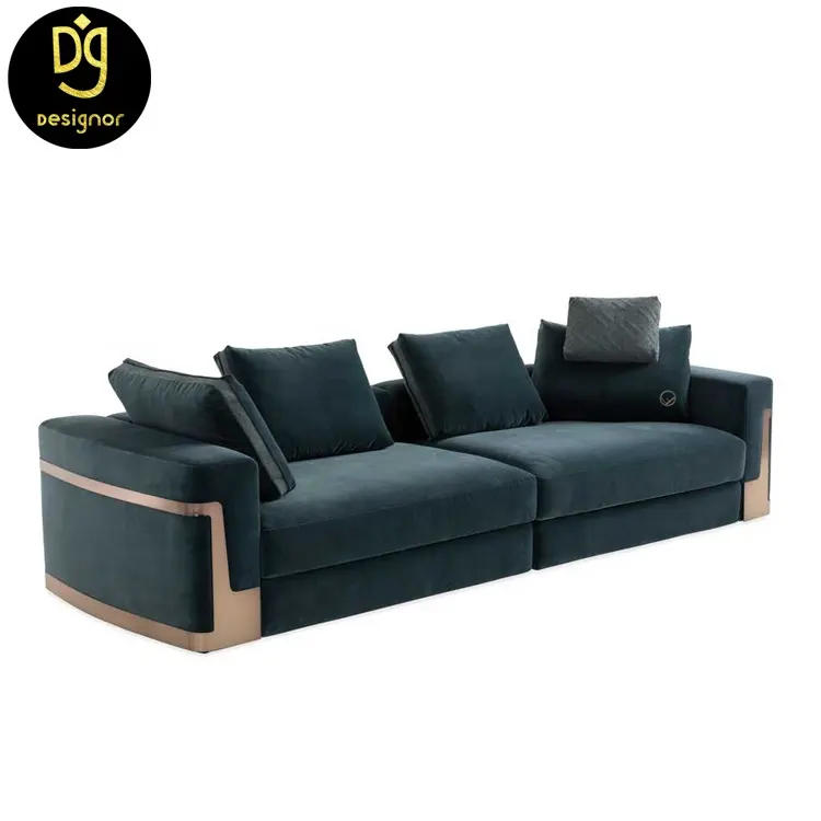 DG201117SA1 Italiaanse Moderne Luxe Designer L Vormige Grijze Getuft Fluwelen Sofa Set Woonkamer Meubels