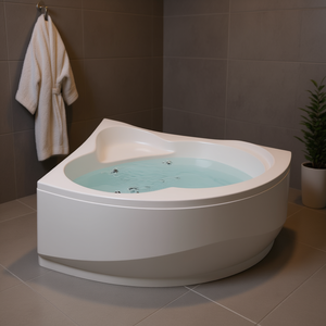 Bañera semicircular simétrica de 135 x 135 cm con función de hidromasaje para relajación y experiencia de spa. - Product Image 3