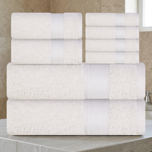 Ensemble de serviettes de bain en coton bio, couleur unie blanche, écologiques, séchage rapide, douces et absorbantes, pour hôtel, spa et maison - Product Image 1