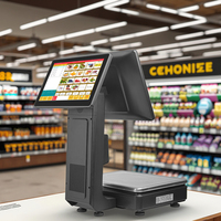Système de point de vente tout-en-un avec double écran tactile, machine de caisse intégrée avec balance, Windows Android OS, capacité de 15 à 30 kg
