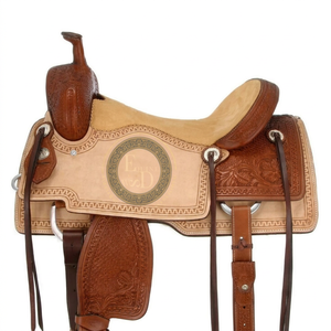 Selle de rodéo confortable et légère de haute qualité SAISHAS Western DD en cuir véritable fabriquée à la main pour les spectacles de course de barils - Product Image 1