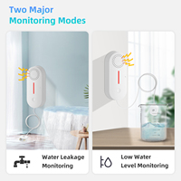 Détecteur de fuite d'eau WiFi TUYA APP en plastique avec fonction SOS, alerte sonore et lumineuse, portée de détection de 1,5 m, 100 dB, pour usage domestique