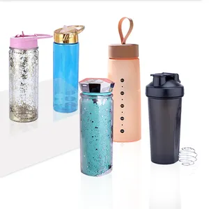 ODM OEM Hot Sale BPA Free Werkseitig bestückt Single Double Wall Diamond Lid Insert Layer Gym Kunststoff Glitter Wasser flasche