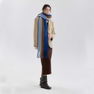 Plaid Striped Wool Blend Scarf Thick Warm Tassel Winter Women <b>Neck</b> <b>Warmer</b> Muffler Pashmina Shawls Wraps - Product Image 2