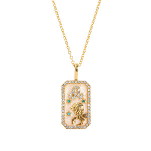 판화 주얼리 18K 금도금 스테인리스 스틸 별자리 사각 펜던트 지르콘 점성술 목걸이 - Product Image 3