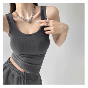 <span class=keywords><strong>Camiseta</strong></span> sin Mangas de Algodón Elástico con Cuello en U, Ajustada, Sexy, Deportiva, para Mujer, Verano, <span class=keywords><strong>Tirantes</strong></span>, Top - Product Image 1