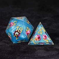 Lot de 7 dés polyédriques en résine à bords tranchants, motif œil de démon bleu, pour jeux de rôle de table et jeux de société