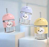 Gobelets en verre épais style Ins avec paille, écologiques, durables, design moderne et mignon pour la rentrée scolaire des enfants, vente en gros