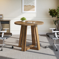 Table de conférence moderne 4 personnes, bureau de bureau en bois durable et écologique, gestion des câbles, base robuste pour les petits espaces