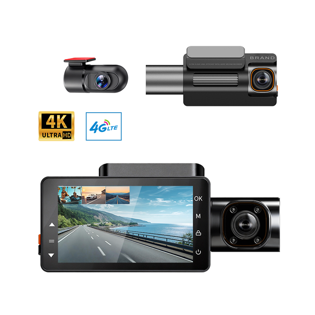 3 Channels Record 4k 4g Dashcam with DMS ADAS Fit Max 512g Card for Vehicle Fleet Management on Cmsv6 4g Cloud Dashcam