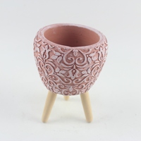 Pot à plantes succulentes en ciment écologique fait main de qualité supérieure, design rayé cylindrique, style nordique, durable pour la maison et le jardin