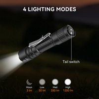 Lampe torche tactique OCSHARK S51 1200 lumens, lumière EDC, batterie 14500, charge USB-C, 2H AA, queue magnétique, 230H
