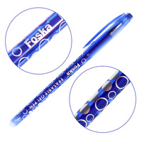 Stylo effaçable à encre gel bleue, faible MOQ (12 pièces/boîte), 0,5 mm avec gommes à effacer sur l'extrémité, pour fournitures scolaires et de bureau
