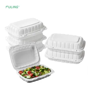 FULING 9x6x3" Delivery Food Take Out Meal Prep Microwavable Clamshell Disposable Hinged Lid Food Container