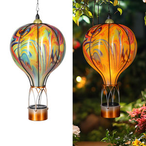 Linterna <span class=keywords><strong>Solar</strong></span> con Llama Parpadeante, Luces Solares Colgantes para Exteriores Hechas de Vidrio, Globo Aerostático <span class=keywords><strong>Solar</strong></span> en Venta - Product Image 2
