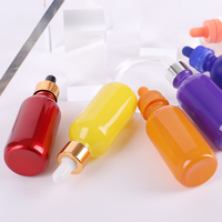 Bouteille compte-gouttes ronde en verre Boston de 30 ml, 60 ml, 120 ml, 2 oz, avec bouchon en aluminium, couleurs violet, vert, jaune, orange