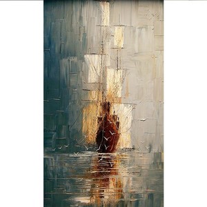 Pintura al Óleo Abstracta, Arte Vertical para Pared, Marco Negro, Decoración para Entrada o Sala de Estar, Mural Decorativo, Estilo Impresionista, Impresión Rectangular - Product Image 5