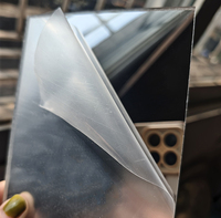 Feuille de miroir acrylique décorative argentée et dorée avec support adhésif, miroir en plastique flexible pour la maison