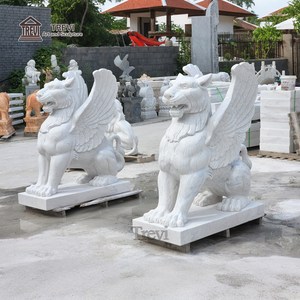 Statue de <span class=keywords><strong>griffon</strong></span> en pierre sculptée à la main TREVI, grande sculpture d'animal en marbre pour la décoration extérieure de l'entrée d'une villa - Product Image 4