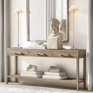 Franse Stijl Nieuwe Aankomst Woonkamer Meubilair 3-Lades Massief Houten Console Tafel