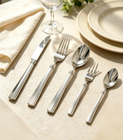 Ensemble de couverts en acier inoxydable 18-10, finition miroir, manche cannelé, cuillère, fourchette, couteau, vaisselle pour mariage, fête, dîner