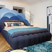 Lit à bulles Bobois Viral, lit double en tissu velours Teddy, design moderne minimaliste haut de gamme pour chambre à coucher