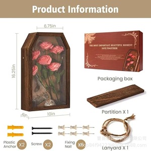 Vintage Wooden Wall Mounted Photo <b>Frame</b> With Dried Flower Display Handmade Decorative Storage Box For Home Decoration - Product Image 2