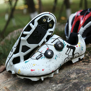 Cycling Shoes With Locks EVA Rubber Sole Mesh Lining Geometric Pattern Road Bike Mountain Bike Shoes For Men Women Athletic Fit - Product Image 4