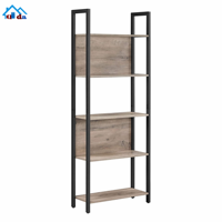 2-tier Movable Wooden Hot Sale Book Shelf Ladder Bookcases Storage Shelf Accent Furniture Bookstore Industrial Look