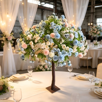Arbre de table en fleurs artificielles multicolores en soie, centre de table pour réception de mariage, arrangement floral pour fête prénuptiale
