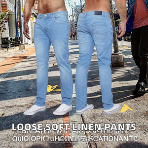 Pantalon en lin décontracté pour homme, respirant, ample, de haute qualité, doux et lavable – Vente en gros à chaud - Product Image 2