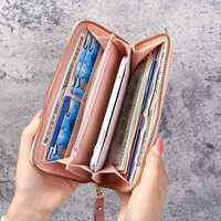 Dompet Ritsleting Portabel Modis Dompet Panjang Wanita Tas Tangan Dompet Koin Tempat Kartu Lapisan PVC Dompet Kulit PU