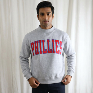 Sudadera con capucha y media cremallera HEATHER GREY, 100% algodón, terciopelo, oversize, con aplique rojo bordado, estampado digital de invierno CLUSH - Product Image 1