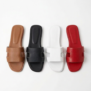 Women Flat Slide <b>Sandals</b> Open Toe PU Rubber Sole Anti Slip Summer Lounge Slippers slide <b>sandals</b> for women slip-on lounge <b>sandals</b> - Product Image 1
