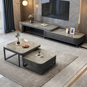 Mesa de Centro Moderna para Sala de Estar Diseño en Madera de Roble Muebles Elegantes para el Hogar Mesa Central Soporte de <span class=keywords><strong>TV</strong></span> con Mármol - Product Image 4