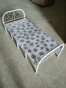 Hot Sale Metal Single Folding Steel Collapsible Portable Bed with <b>Mattress</b> Iron Camping Bed Modern Metal Frame Bedroom Furniture - Product Image 4