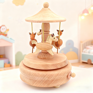 Đức sồi bằng gỗ xoay vui vẻ đi vòng Carousel ngựa âm nhạc Hộp quà tặng lãng mạn phổ biến cho bạn gái sản phẩm - Product Image 1
